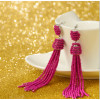 E-4242 Fashion 4 Colors Women Beads Chain Tassel Drop Earrings Bohemian Wedding Party Jewelry Gift
