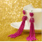 E-4242 Fashion 4 Colors Women Beads Chain Tassel Drop Earrings Bohemian Wedding Party Jewelry Gift