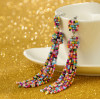 E-4242 Fashion 4 Colors Women Beads Chain Tassel Drop Earrings Bohemian Wedding Party Jewelry Gift