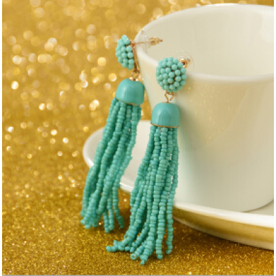 E-4243 4 Colors Gold Alloy Beads Chain Tassel Drop Dangle Pendant For Charm Women Jewelry