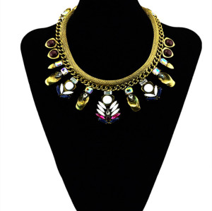 N-5500New Design Gold Plated Bohemian  Various shapes gem stone  Crystal Necklaces
