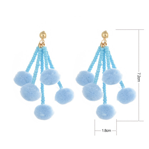 E-4241 3 Colors New Arrive Fashion Bohemian Bead Taasel Ball Dangle Earring for Women Party Accessories