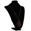 N-3306 New Vintage Long Chain Bronze Faux Red Opal Rhinestone  Peacock Pendant Necklace For Women