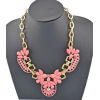 N-3501 New Fashion Style gold plated metal link chain resin gem flower rhinestone choker necklace