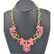 N-3501 New Fashion Style gold plated metal link chain resin gem flower rhinestone choker necklace