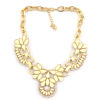 N-3501 New Fashion Style gold plated metal link chain resin gem flower rhinestone choker necklace