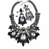 N-3597 European Gun Black Metal Resin Crystal Flower Choker Necklace Earrings Set