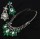 N-3597 European Gun Black Metal Resin Crystal Flower Choker Necklace Earrings Set