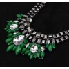 N-3597 European Gun Black Metal Resin Crystal Flower Choker Necklace Earrings Set