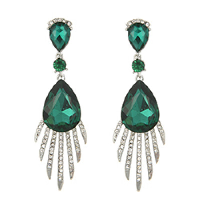 E-4245 4 Colors Silver Plated Alloy Drop Crystal Rhinestone Bride Wedding Party Earrings