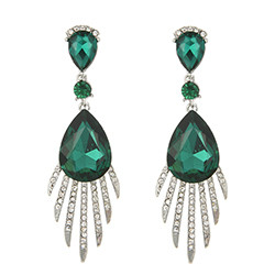 E-4245 4 Colors Silver Plated Alloy Drop Crystal Rhinestone Bride Wedding Party Earrings