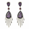 E-4245 4 Colors Silver Plated Alloy Drop Crystal Rhinestone Bride Wedding Party Earrings