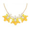 N-3932 European Gold Plated Short Resin Gem Rhinestone Flower Choker Necklace