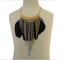 N-5505 Ethnic Jewelry Black Feather Long Tassel Beads Statement Pendant Necklaces for Women Bohemian