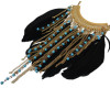 N-5505 Ethnic Jewelry Black Feather Long Tassel Beads Statement Pendant Necklaces for Women Bohemian