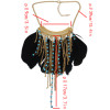 N-5505 Ethnic Jewelry Black Feather Long Tassel Beads Statement Pendant Necklaces for Women Bohemian