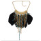 N-5505 Ethnic Jewelry Black Feather Long Tassel Beads Statement Pendant Necklaces for Women Bohemian