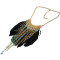 N-5505 Ethnic Jewelry Black Feather Long Tassel Beads Statement Pendant Necklaces for Women Bohemian