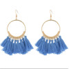 E-4254 European fashion gold plated luxruy semilune colorful thread tassel cute earrings fashion jewelry