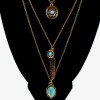 N-5573 New Fashion Bohemian style multilayer chain green pendant necklace statement Charm Jewelry