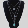 N-5573 New Fashion Bohemian style multilayer chain green pendant necklace statement Charm Jewelry