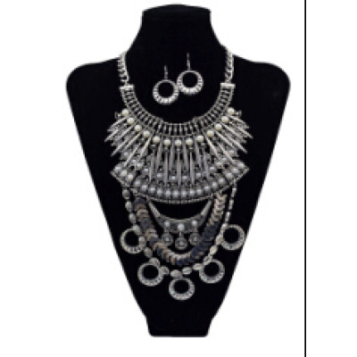 N-5593 2color Women Jewelry Sets Imitation Pearl Maxi Necklace Earring Set Boho Vintage Jewelry