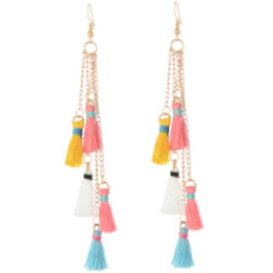 E-4246 European gold plated colorful thread tassel cute earrings fashion jewelry