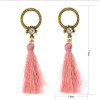 E-4251 4 Colors Fashion Bronze Alloy Diamante Ear Jewelry Thread Tassel Pendant Earrings For Women