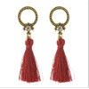 E-4251 4 Colors Fashion Bronze Alloy Diamante Ear Jewelry Thread Tassel Pendant Earrings For Women