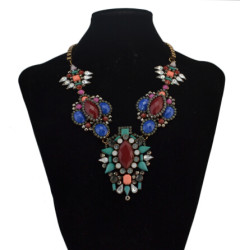 N-5044 Vintage Colorful Rhinestone Pendant Statement Necklaces for Women Bohemian Party Jewelry