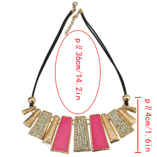 N-4271 2 Colors Vintage Leather Chain Rhinestone Pendant Natural Stone Necklace For Women
