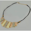 N-4271 2 Colors Vintage Leather Chain Rhinestone Pendant Natural Stone Necklace For Women