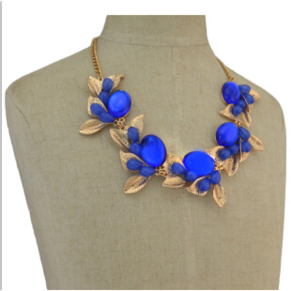 N-5014 2 Colors Flower Crystal Diamante Pendant Bohemian Necklace For Women Jewelry