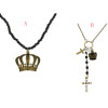 N-4787  N-4784 2 style Vintage Chain Crown heart Pendant Necklace For Women