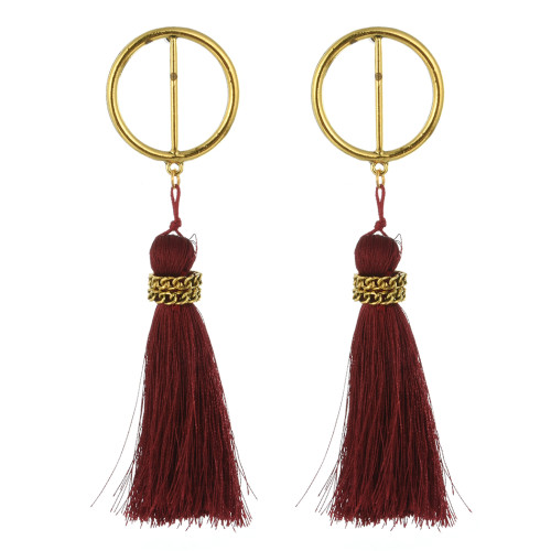 E-4252 European Style 4 Colors Stud Charm Tassel Gold Earring for Women Accessories