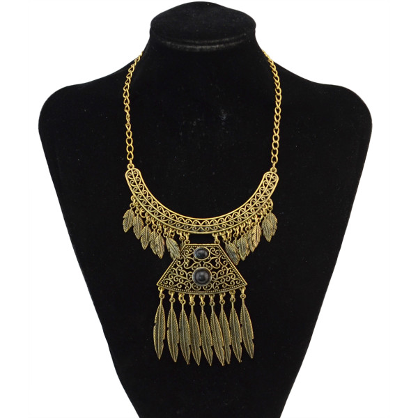 N-5555  Vintage Bohemian Pendant Tassel Turquoise Necklace for Women Accessories