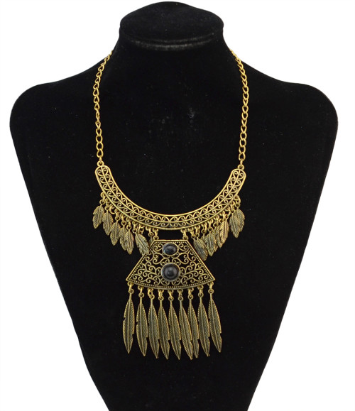 N-5555  Vintage Bohemian Pendant Tassel Turquoise Necklace for Women Accessories