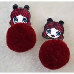 E-3692 unique design statement fashion earrings black acrylic ball plush earring for women jewelry