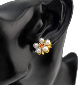 E-0522 Fashion Pearl Rhinestone Flower Stud Earring for women party jewelry