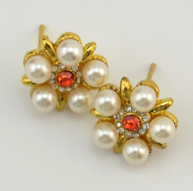E-0522 Fashion Pearl Rhinestone Flower Stud Earring for women party jewelry