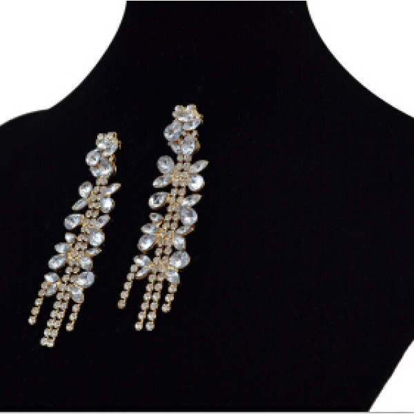 E-3744 Multi Color Clear Zircon Crystal Earrings For Women Bridal Gold Color Wedding Party Long Drop Earring Brincos