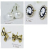 E-1550  3 Pairs/set  Bronze Bow-knot Beauty Girl Pearl Earring Ear Stud Set  E-1611 1pair Fashion Silver Plated Geometric Rhinestone Earring Ear Stud