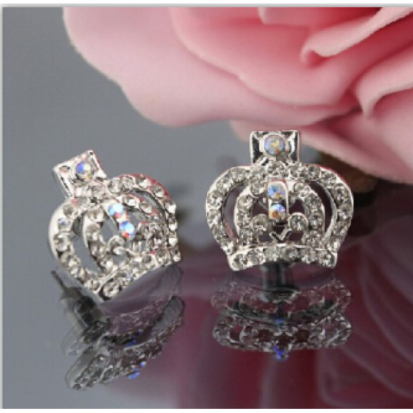 E-1094 E-1082 2 Styles Fashion Skull Rhinestone Crown Shape Stud Earrings for Women Girl Party Jewelry Gift