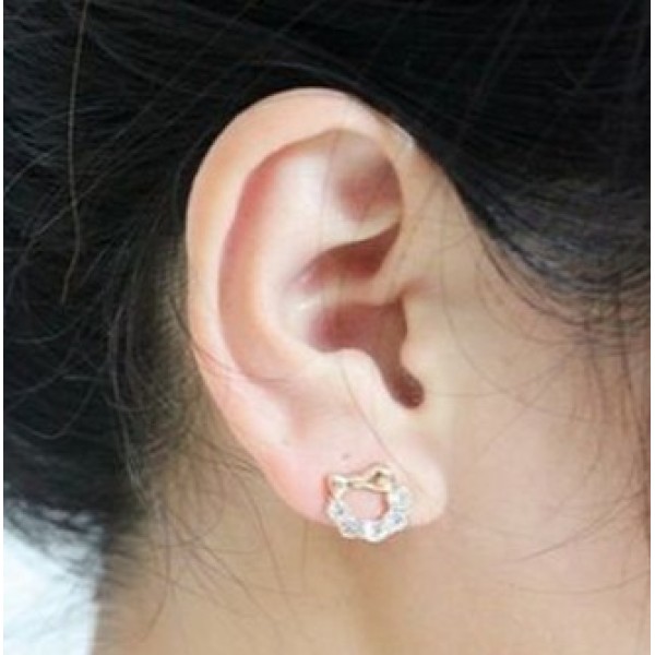 E-1534 Bowknot Horse Shape Rhinestone Earrings  Jewelry for Women