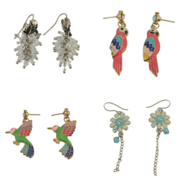 E-0544  E-0654  E-0666 E-0554  4style bird flower crystal tassel stud dangle earring