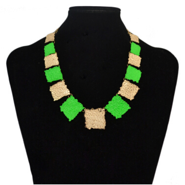 N-4859 2 Colors Fashion Bohemian Style Square Alloy Pendant Necklace For Women