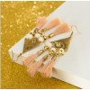 E-4256 New Fashion Gold Triangle Ear jewelry Diamante thread Tassel pendant Earrings For Women
