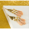 E-4256 New Fashion Gold Triangle Ear jewelry Diamante thread Tassel pendant Earrings For Women