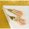 E-4256 New Fashion Gold Triangle Ear jewelry Diamante thread Tassel pendant Earrings For Women