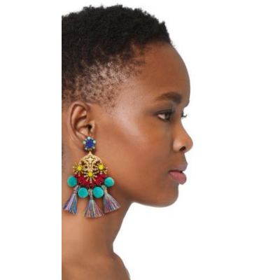 E-4258 3 Colors Fashion Bohemian  Thread Tassel Crystal Drop Earrings For Women Party Jewelry